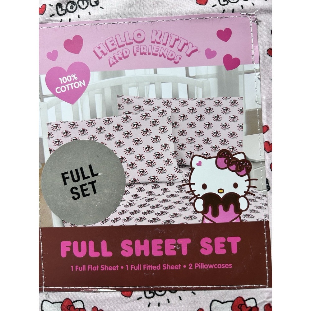 Hello Kitty & Friends Love Hearts Full Size Sheet Set NEW